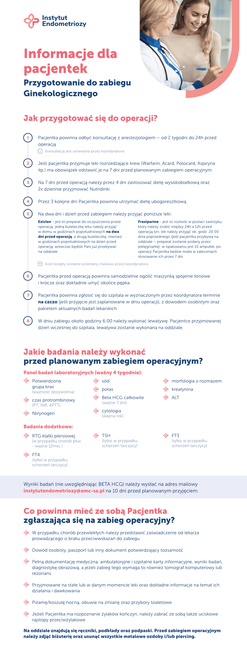 Przygotowanie do zabiegu ginekologicznego | Instytut Endometriozy